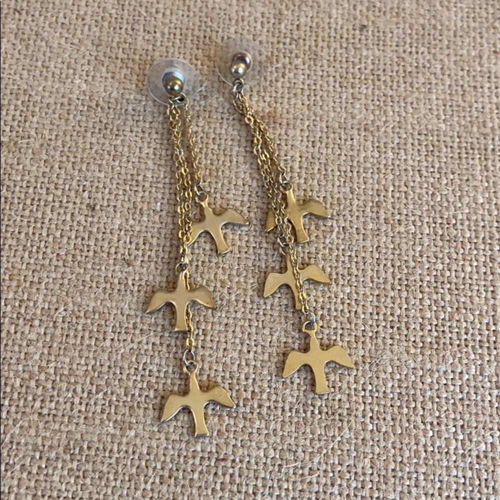 Gold Dove Drop Earrings